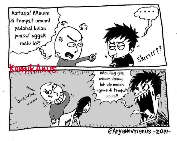 KomikAnus's tweet photo. "JANGAN MINUM DI TEMPAT UMUM!" #KomikAnus http://t.co/idjd0iidUP