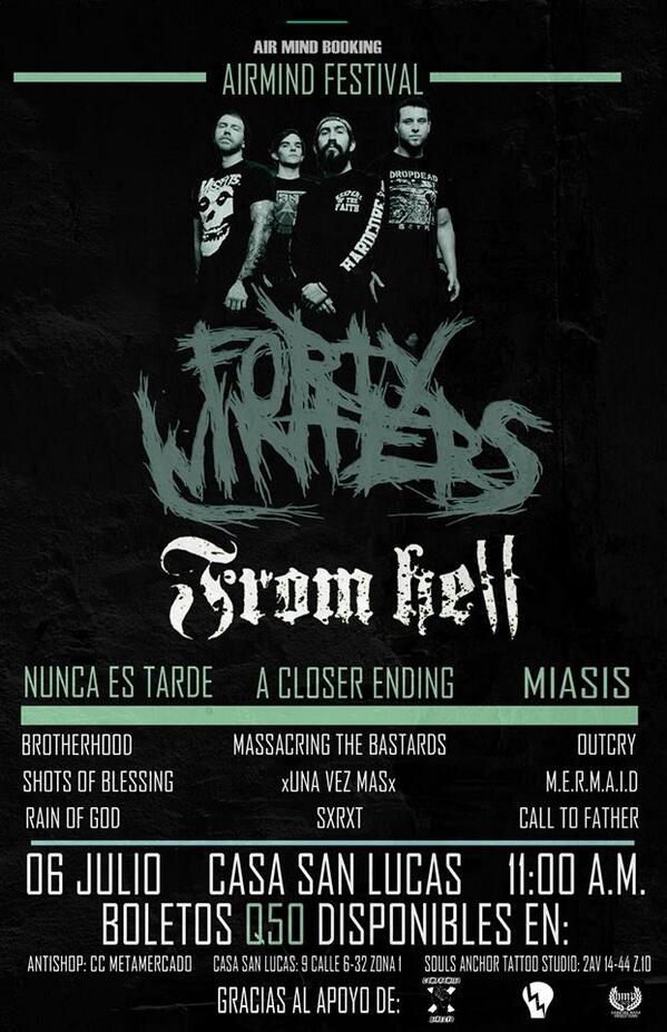 Airmind Festival today in Guatemala City, Guatemala! Last day of tour! <a href="/fortywinters/">Forty Winters</a> @acloserendingPA