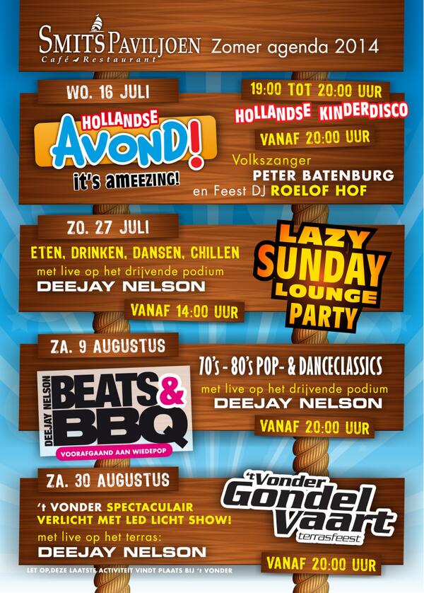 Nieuwe evenementenagenda van Smits Paviljoen en 't Vonder #leuk #Giethoorn #happiness  facebook.com/smits.paviljoen