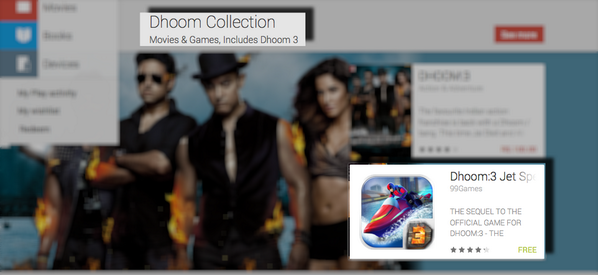 Dhoom3TheGame's tweet photo. Incredible!! #Dhoom3JetSpeed featured under "Dhoom Collection" on @GooglePlay Store India! - http://t.co/zymSdVonRW http://t.co/euMqtrEhL0