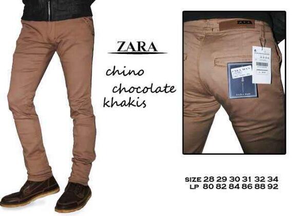 Zara chino chocolate khakis. Size 28-34. IDR 150k - Cp: 2803891A/089626840745