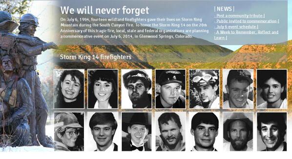 DenverChannel's tweet photo. 20 years ago today 14 firefighters gave their lives on Storm King Mountain in Colorado. http://t.co/6lp7FYRzqw http://t.co/Rdf3SfA0EU