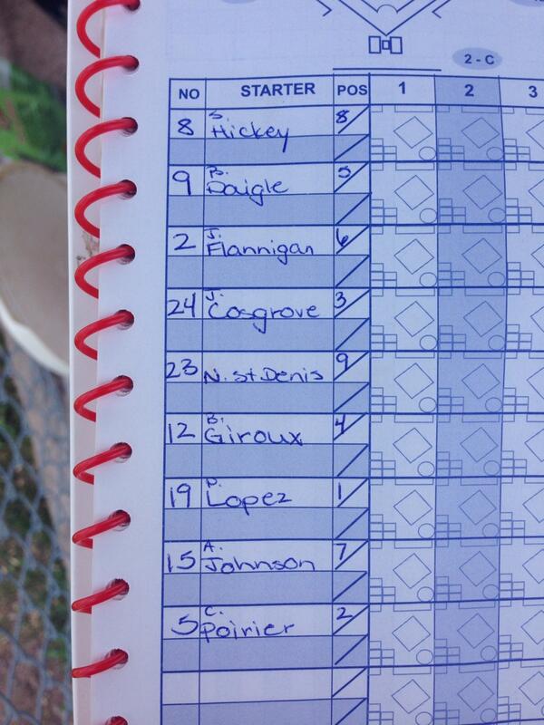 Starting lineup for the first game of the double header!