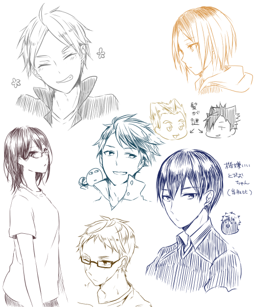 昨日からこちょこちょ描いてたハイキュー落書き…うろ覚えはいってる 