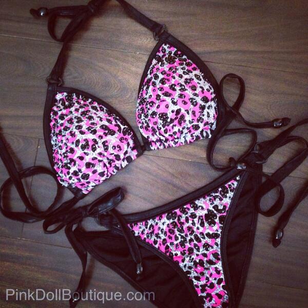 PinkDollSwim's tweet photo. Sexy leopard and crystal custom bikini! http://t.co/XkPHDESv1H