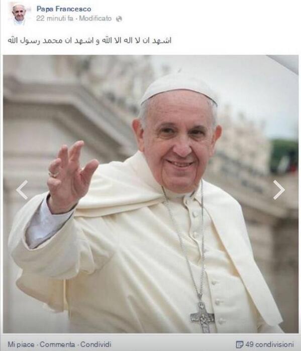 La fan page su #Facebook di #PapaFrancesco è sotto attacco hacker!! Come intervenire???