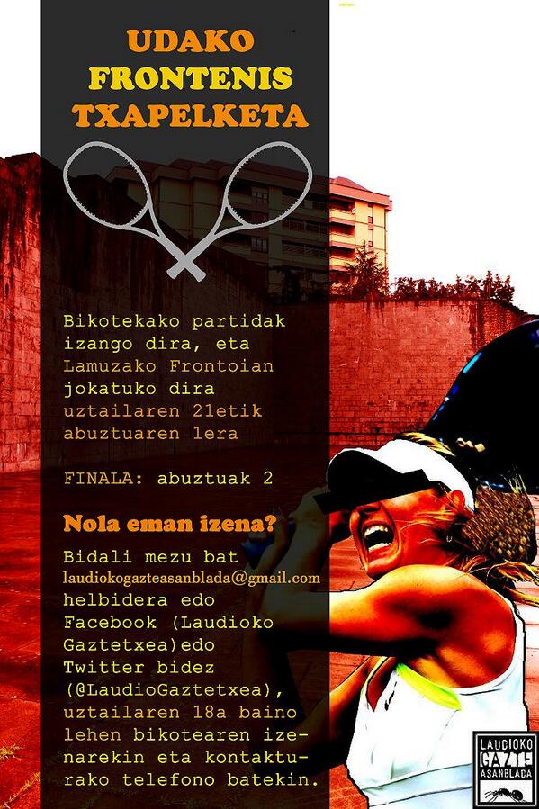 Udako Frontenis Txapelketa abian! Animatu! @topatuinfo <a href="/aiaraldea/">Aiaraldea.eus</a> @GazteIraultza <a href="/zaraobedigital/">Zaraobe Digital</a> <a href="/naugazte/">Ñau</a>
