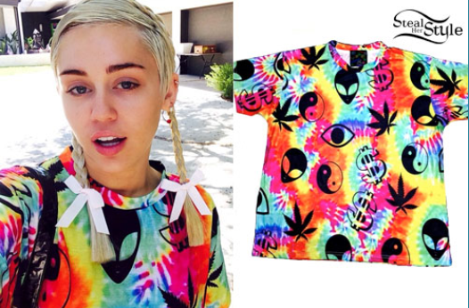 Miley Cyrus on Twitter: "Miley wore an O'Mighty Big Ass Alien Money Weed Peace Tee ($49.58) in ...
