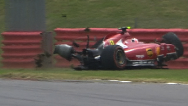 BBCSport's tweet image. Did you see Kimi Raikkonen's scary first lap crash in the #BritishGP ? Watch here (UK only): bbc.in/1rEnjPc