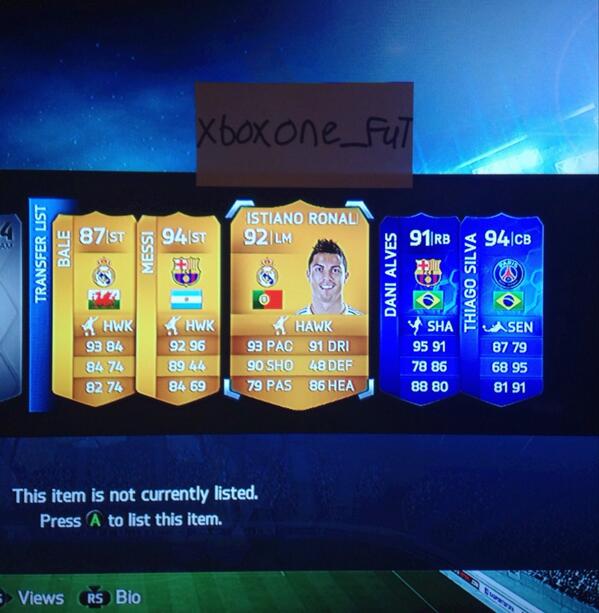 XboxOne_Fut's tweet photo. Xbox Fifa 14 FUT giveaway!
How to win:
RT this tweet
Follow me
Dm me your GT
Ronaldo, Messi, Bale, Toty alves/Silva http://t.co/L0MiaqFSYv