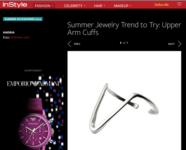 For a Summer Trend try the Swing Bangle on the upper arm as featured on <a href="/InStyle/">InStyle</a>