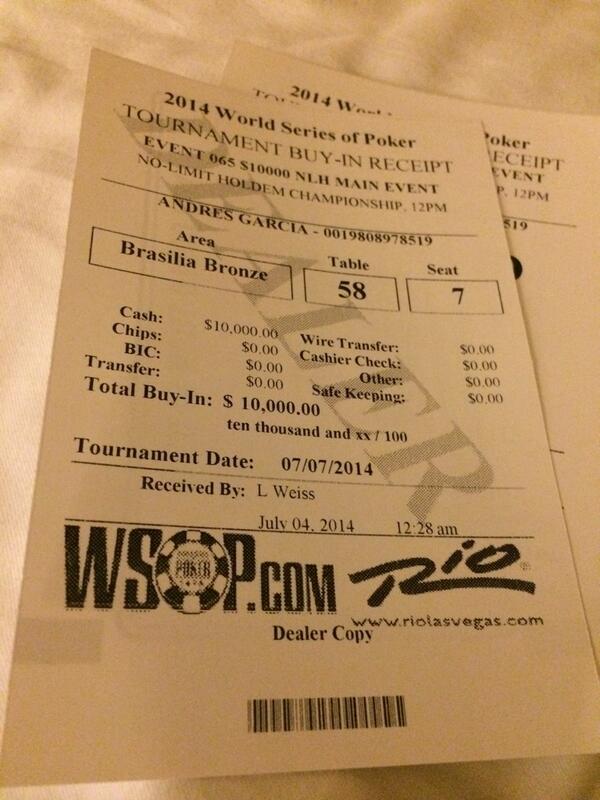 SamGarciaBoxing's tweet image. This is the ticket of the next World Champion! #WSOP2014 #MainEvent