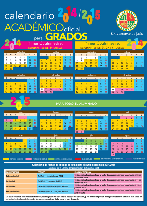 Universidad De Jaen On Twitter Rt Pacoroca Calendario Academico De La Ujaen Curso 2014 2015 Http T Co 8ts9hkudf8 ujaen calendario academico