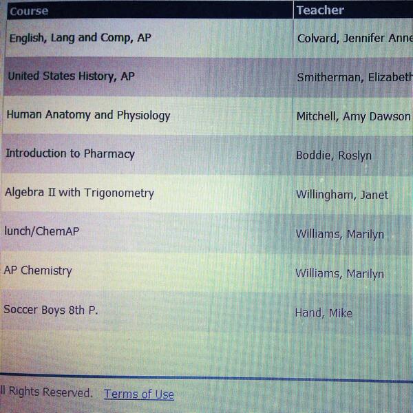 Aznipper's tweet photo. Class schedule for junior year! Any classes together? http://t.co/9XHEDwiYbs