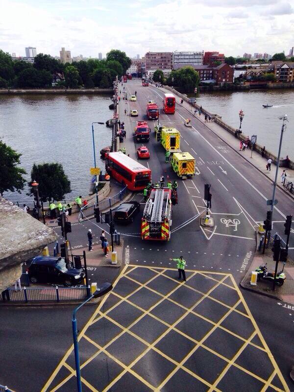London bus left hanging partly over the River Thames ITV News