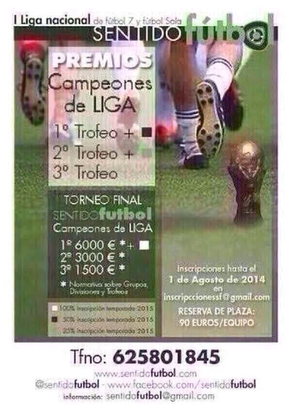 sentidofutbol's tweet photo. 48h solamente para beneficiarte del 20% de descuento en tu inscripción. Liga de fútbol 7 y sala. ¿Preparados? http://t.co/1MLmR7eWf1