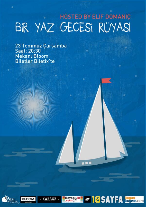 filmhafizasi's tweet photo. Bir Yaz Gecesi Rüyası 23Temmuz'da Elif Domaniç'in ev sahipliğinde,@bloomistanbul'da! Detaylar; http://t.co/hCV9knLWHD http://t.co/j0tcKZeuer