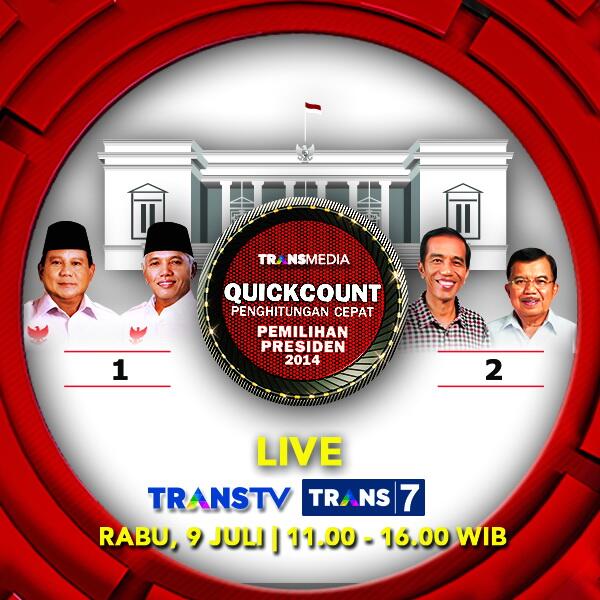 Saksikan Perhitungan Cepat Pemilihan Presiden 2014 bersama TRANSMEDIA.