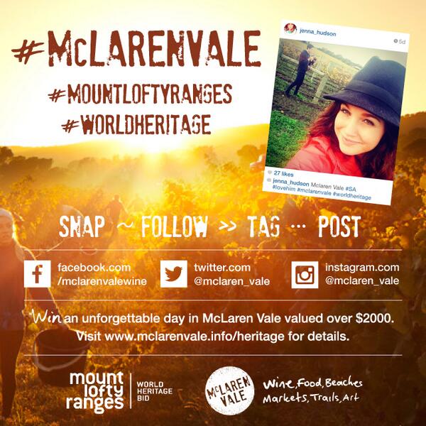 mclaren_vale's tweet photo. SNAP TAG POST and show your support for #McLarenVale #MountLofty #WorldHeritage visit http://t.co/OlRuqwaBkJ http://t.co/FYHNFjWSIo
