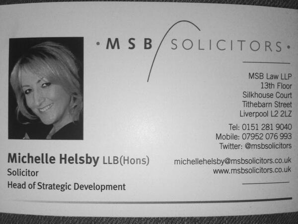 michelle_LLB's tweet image. New @MSBSolicitors business card...contact for all legal needs and make me look good please #topclient