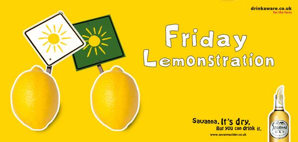 SavannaCider_UK's tweet photo. Sunshine seems like a reasonable request... #SavannaCider #lemonstration http://t.co/qBeLGuRd3S