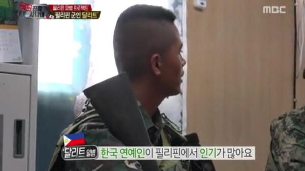 minoirblanc's tweet image. A Filipino soldier said that Korean stars are very popular in PH. Park Gunhyung immediately asked "2NE1?" ^^