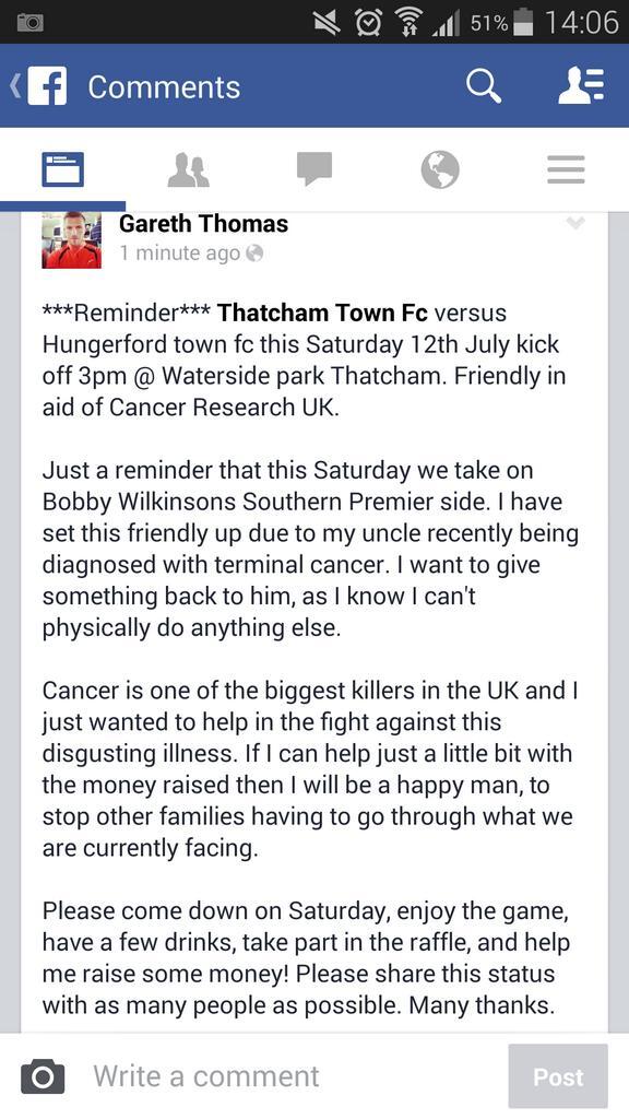 <a href="/stubev20/">Stuart Beavon</a> can you please re tweet mate. Friendly in aid of <a href="/CR_UK/">Cancer Research UK</a>