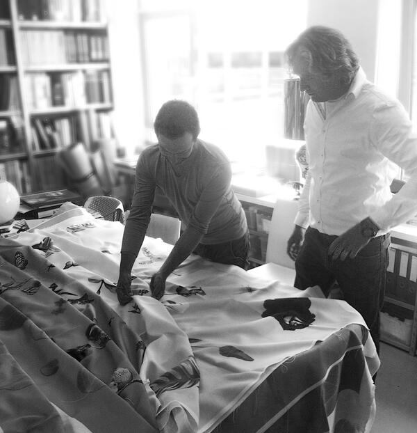 evv_official's tweet photo. @bruniainteriors just stopped by with the first samples for our new fabric collection! #bigthingstocome http://t.co/5434qWy1w3