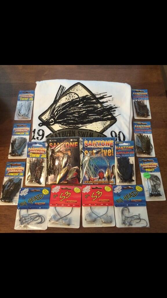 WEEKLY GIVEAWAY! RETWEET this tweet and FOLLOW us to win this exclusive prize package of baits and a Santone shirt!