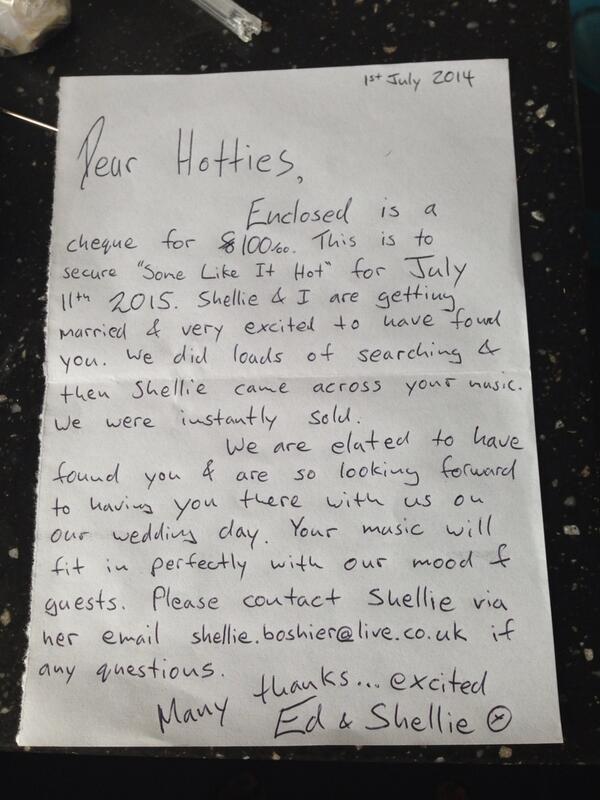 Some Like It Hot On Twitter Fab Letter From The Bride Groom