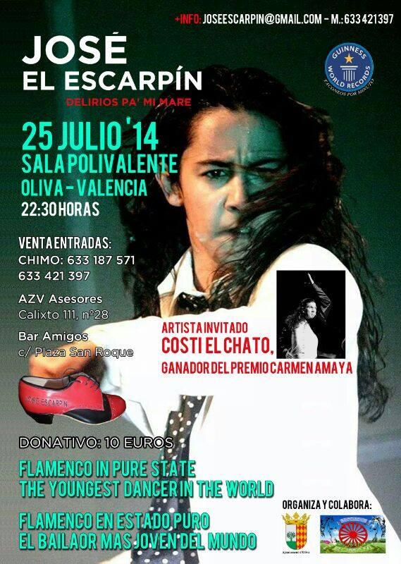 McarocaDel's tweet photo. @Noticiaflamenca Viernes 25 de Julio @JoseElEscarpin bailaor flamenco, Sala Polivalente, Oliva (Valencia) RT.Gracias. http://t.co/OQRnzGDikp