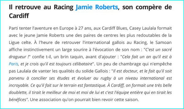 RacingRugbyFr's tweet image. Casey #Laulala &amp;amp; #Roberts .... mais aussi #Chavancy &amp;amp; #Dumoulin !