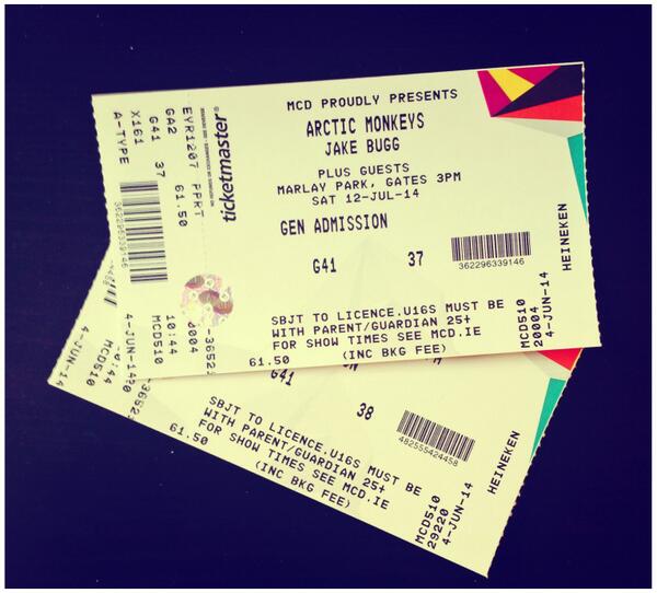 whelanslive's tweet image. Look what we have - a pair of tickets for @ArcticMonkeys this Sat in Marlay Park!  RT &amp;amp; follow to enter!
