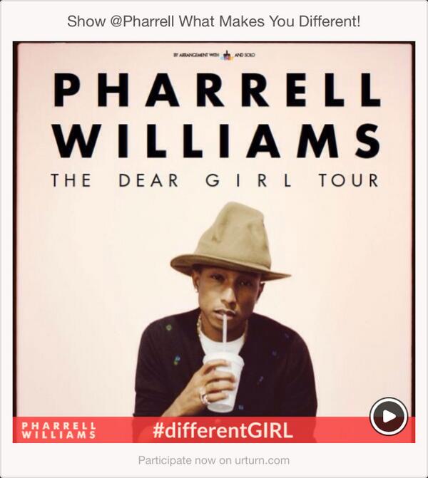 khing55's tweet image. Show @Pharrell What Makes You Different! 
#differentGIRL 
urturn.com/p/namtichar/354
via @urturnofficial