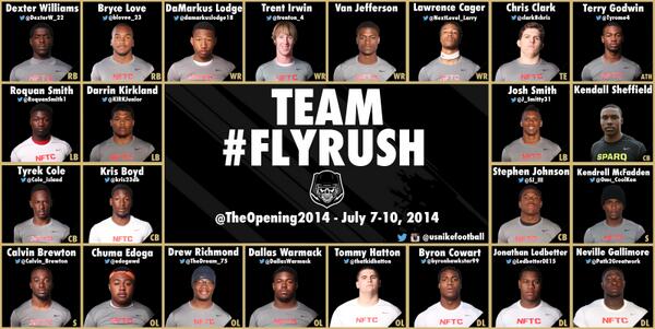 BrandonHuffman's tweet image. RT @TheOpening2014: Introducing Team #FlyRush. Catch them on the field at #TheOpening Dominate the future!