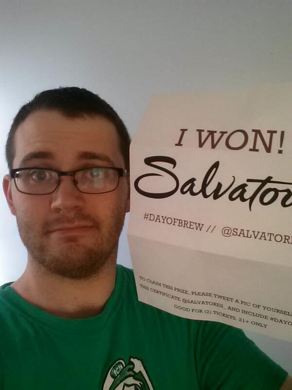 mattpc9's tweet photo. Apparently I'm a winner @salvatores_ #dayofbrew http://t.co/xG1uelrXuh