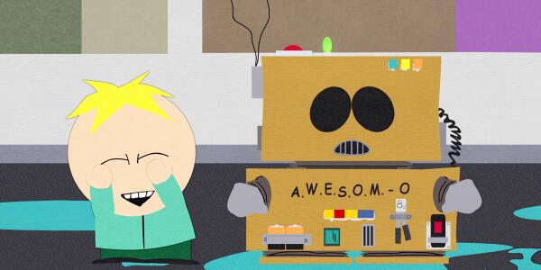 SouthPark's tweet image. Hey there have you heard about my robot friend? He&apos;s metal and small and doesn&apos;t judge me at all! #AWESOMO #SouthPark