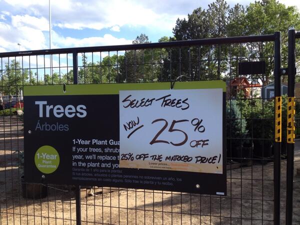 25% Off Select Trees at all WA, OR, ID, UT, MT, CO, and WY Home Depot stores.