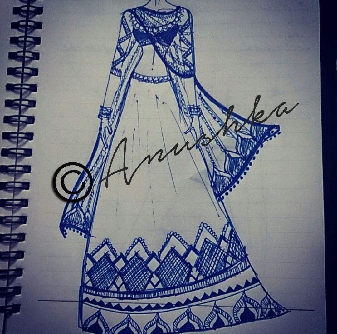 Beautiful Bridal wear lehenga with draped dupatta Havy embroidery on blo… |  Fashion illustration watercolor, Fashion drawing sketches, Fashion  illustration tutorial