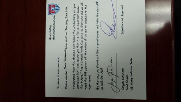 mtark34's tweet photo. Thanks coach Jurgen! Just received my boss sign off @TomDeLuca65. Where are we going @dglenn311. #LetsDoThis  #onot http://t.co/U8rbVGClQ7