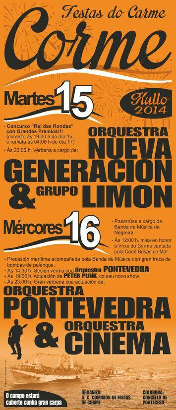 festasdecorme's tweet photo. Que vos parece se nos metedes unha man!? Dádeslle a RT!? 
O cartel do #Carme2014 xa está aqui!
O Carme en Corme! http://t.co/CddKs3aJ12