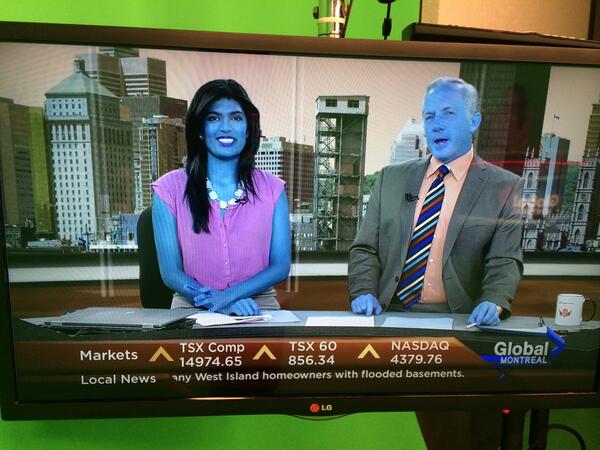 Aalia_Adam's tweet image. In-studio and I think @CamilleGlobal and @Dagenator are feeling a little blue this morning...lol! #dabadeedabada