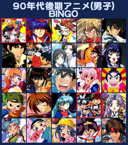 Twitter 上的 くつした 男子版アニメbingoも欲しいとの声を頂いたので 90年代後半 の作品を中心に作ってみた 選出基準は作者の独断ですが これ男子向け なアニメも多いかも Http T Co 6a6rff1au1 Twitter