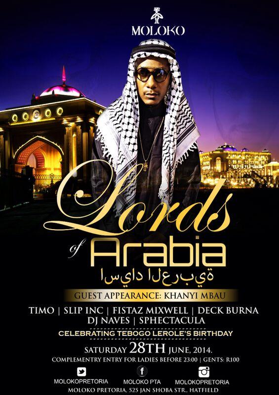 TebaMM's tweet photo. #WICKEDSATURDAY @MolokoPretoria  is taking it 2 another level wit the Arab fever. Featuring The Queen of Bling http://t.co/tj0TVKGu15