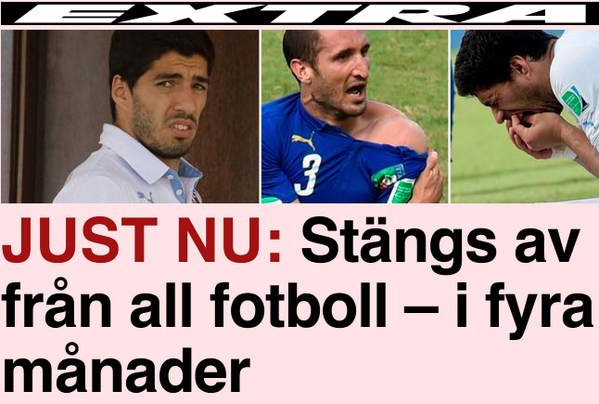 sportbladet's tweet photo. JUST NU: #StudioSamba med allt om Suarez dom. Vad tycker du om domen? http://t.co/dMPewMFVJm http://t.co/BQSTFY4bDS