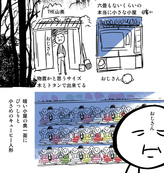 さっきのキューピーおじさんの話誰にも求められてないのに図解描いた(https://t.co/9WLGnzfRVh)私にとっては道を教わってお菓子も貰った恩人なのですがインパクトでかすぎた 