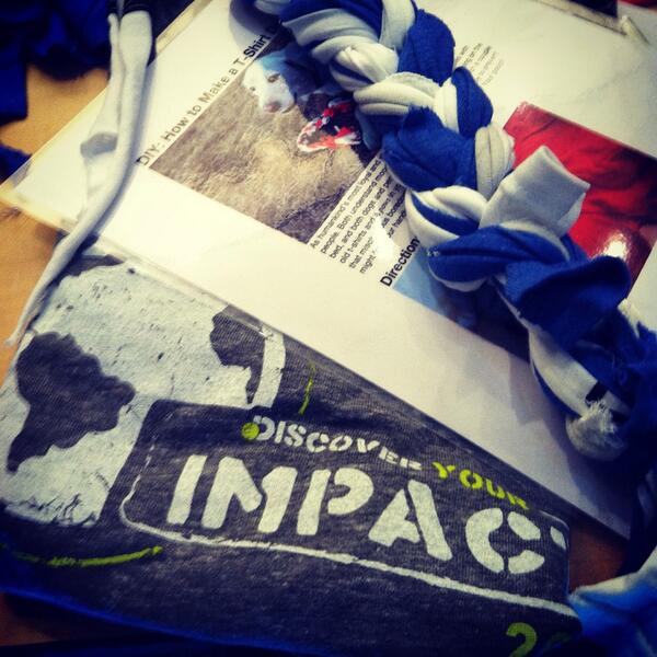 wbd's tweet photo. MT @mynamescodybarr: spent the morning making dog toys from donated shirts! #ourimpact #areyouIN #internimpact http://t.co/BqOJW9DY5o