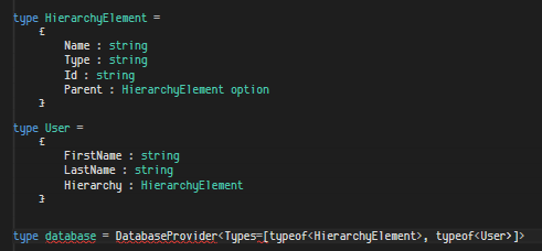 TeaDrivenDev's tweet image. Say you have a #typeprovider parameterized like this, could it &quot;read&quot;/dissect (reflect?)/use those types? #Fsharp