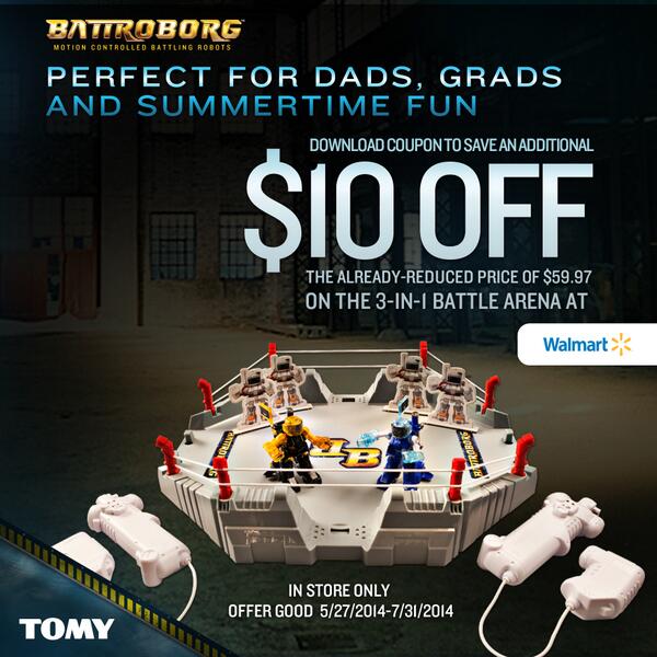 Battroborg's tweet image. Don’t forget about the great Battroborg deal at Walmart! Use this coupon to redeem the offer! bit.ly/1tEQo9V