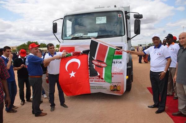Flagging off the 6 waste management tracks in Garissa town. Cc @tika_english1